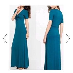 Express turquoise maxi dress with cutout bow detail